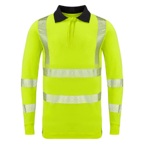 HAZTEC® Flame Resistant Anti-Static Long Sleeved Hi Vis Inherent Poloshirt Yellow Front